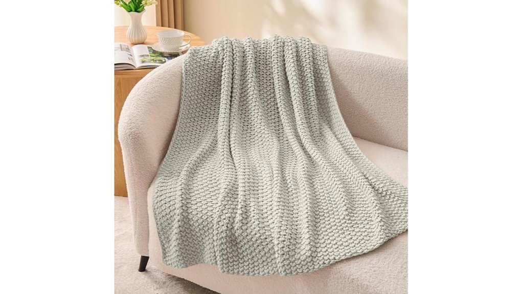 light grey chunky cable throw