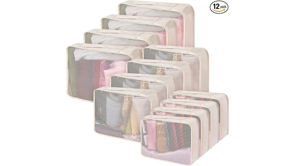 light khaki 12 piece packing cubes