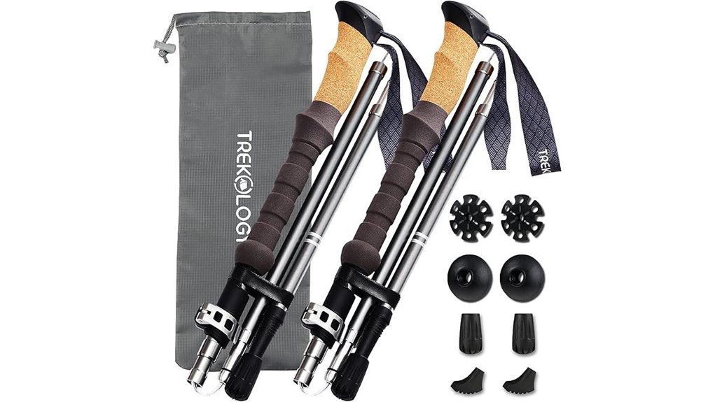 lightweight folding cork grip trekking poles