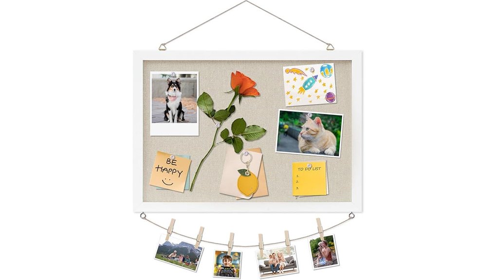 linen white cork bulletinboard