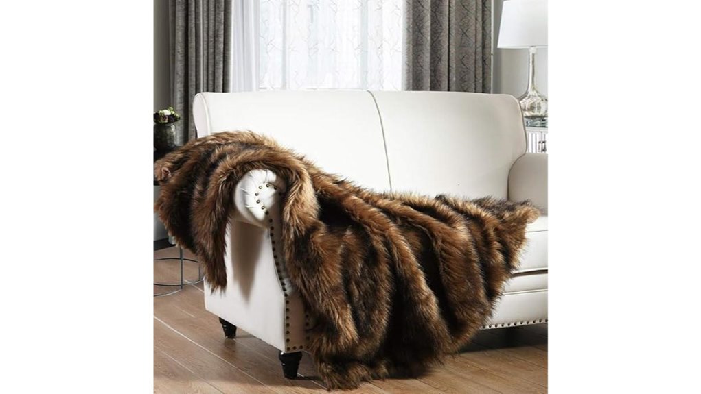luxurious brown faux fur throw