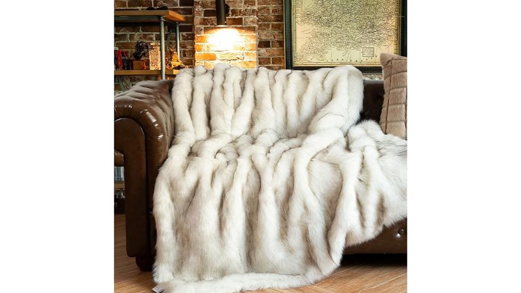 luxury white faux fur throw