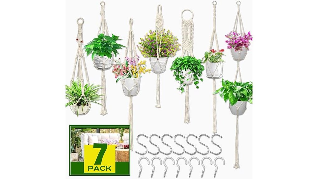 macrame seven piece plant hangers