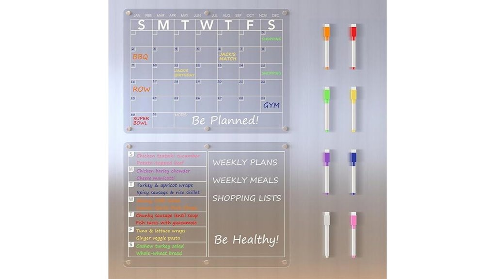 magnetic acrylic meal planning calendar