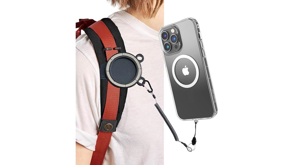 magnetic backpack strap phone holder
