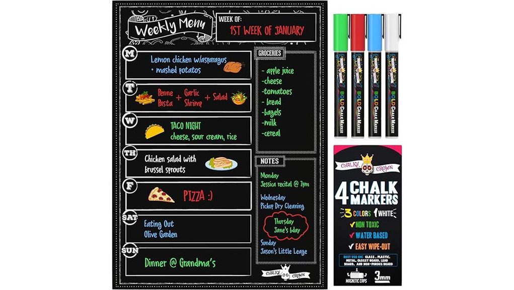 magnetic chalk style fridge menu