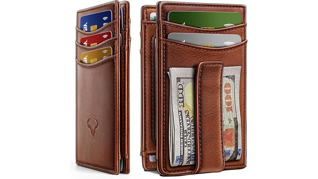 magnetic slim leather front pocket