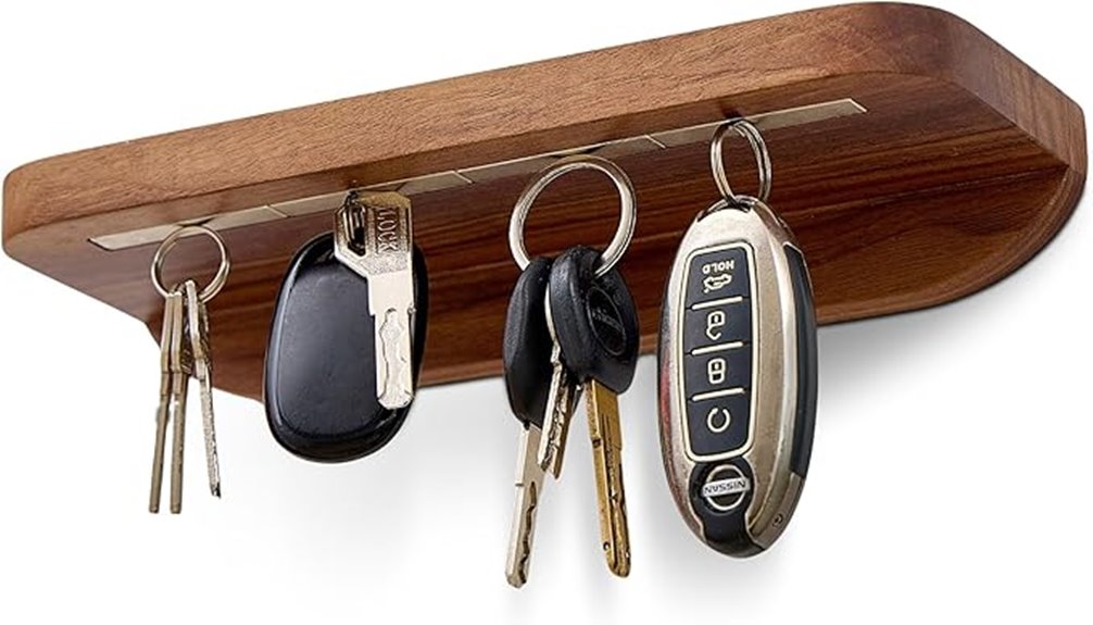 magnetic walnut shelf keyholder