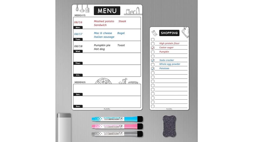 magnetic weekly fridge meal planner