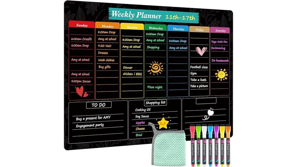 magnetic weekly meal planner