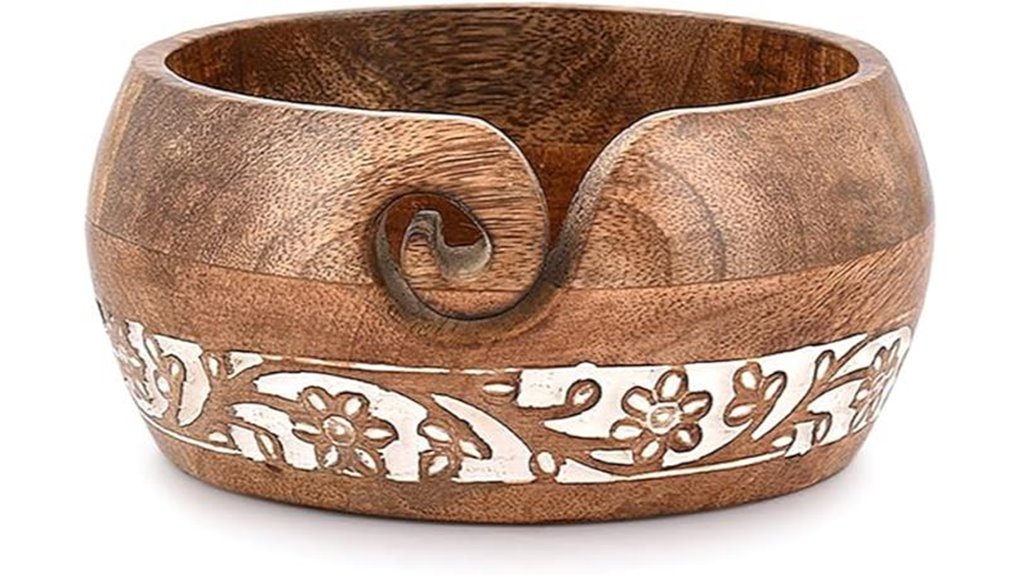 mango wood yarn bowl