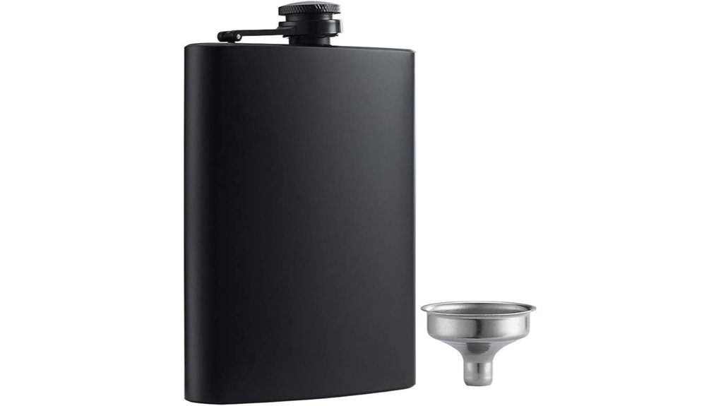 matte black 8oz hipflask