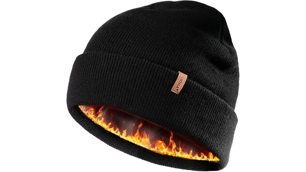 men s fleece lined double layer beanie
