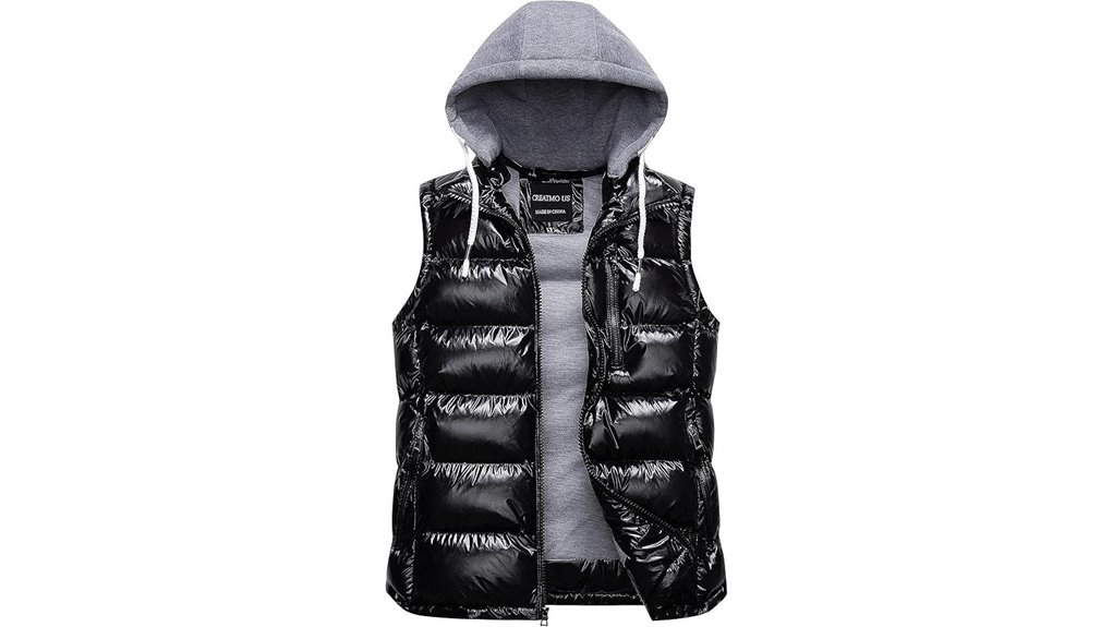 men s removable hooded puffer vest