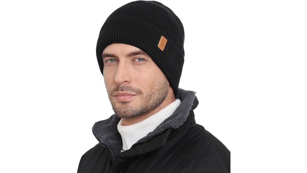 merino wool fleece lined beanie