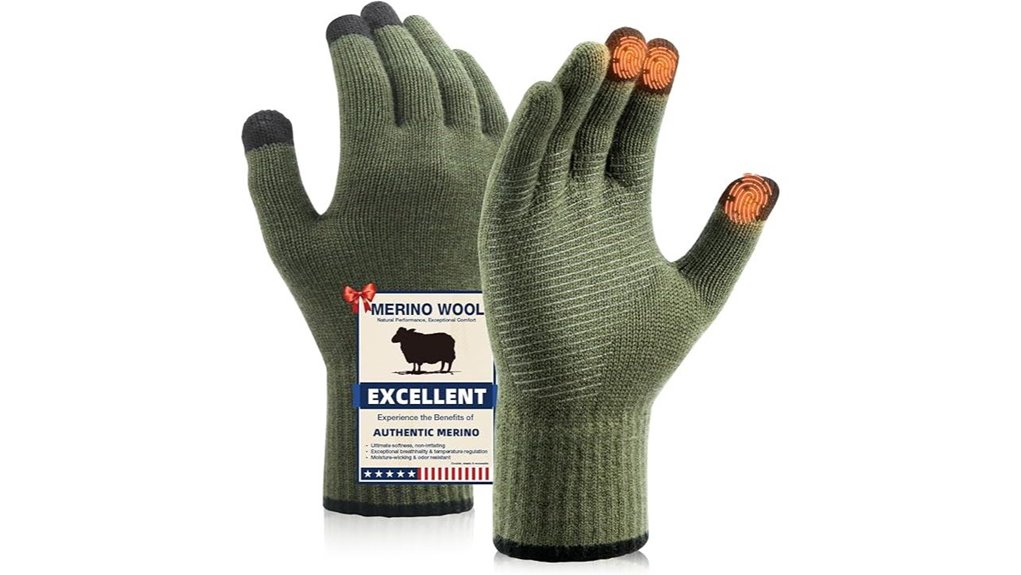 merino wool touchscreen thermal gloves