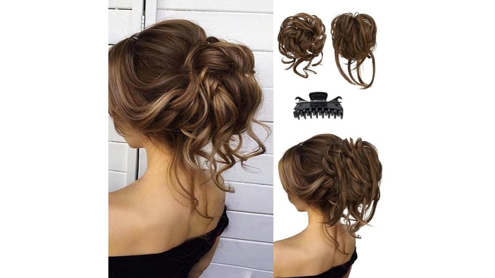 messy bun wavy curly