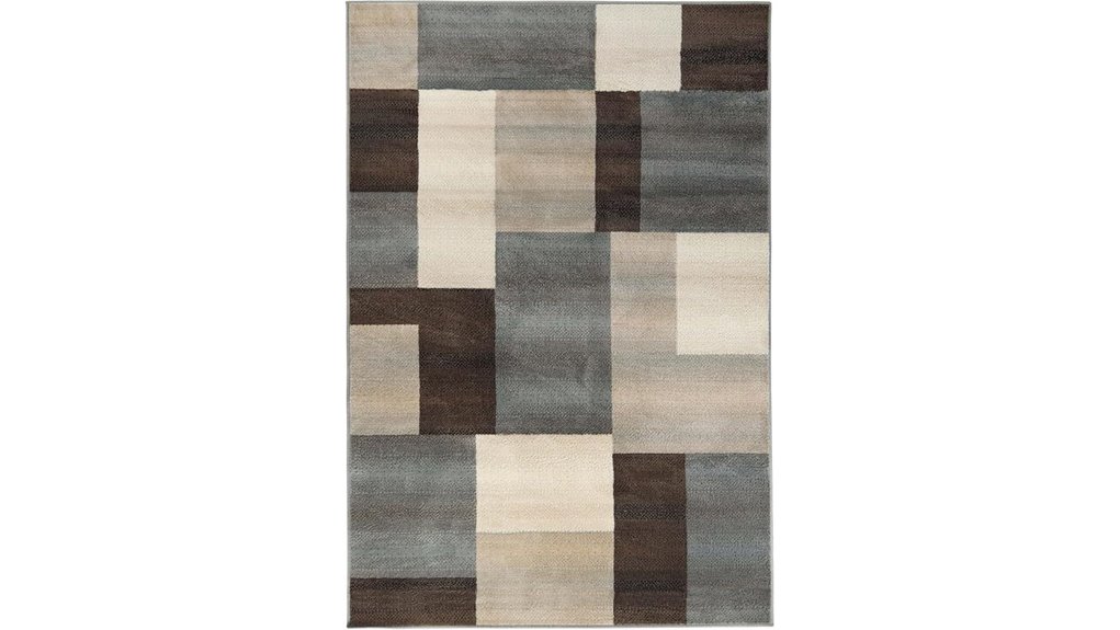 mid century geometric jute backed rug