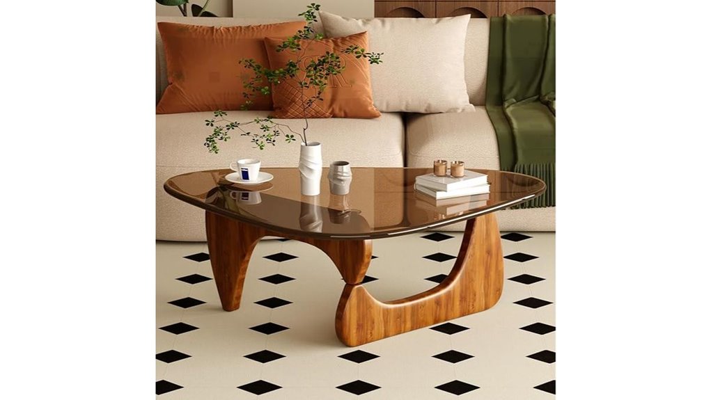 mid century glass top coffee table