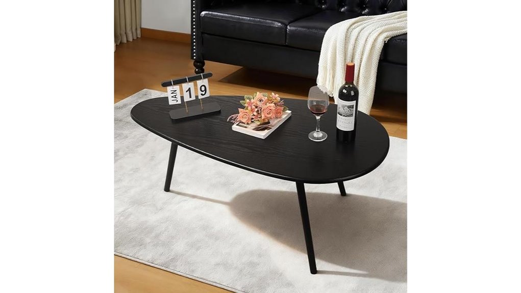 mid century rustic oval coffee table