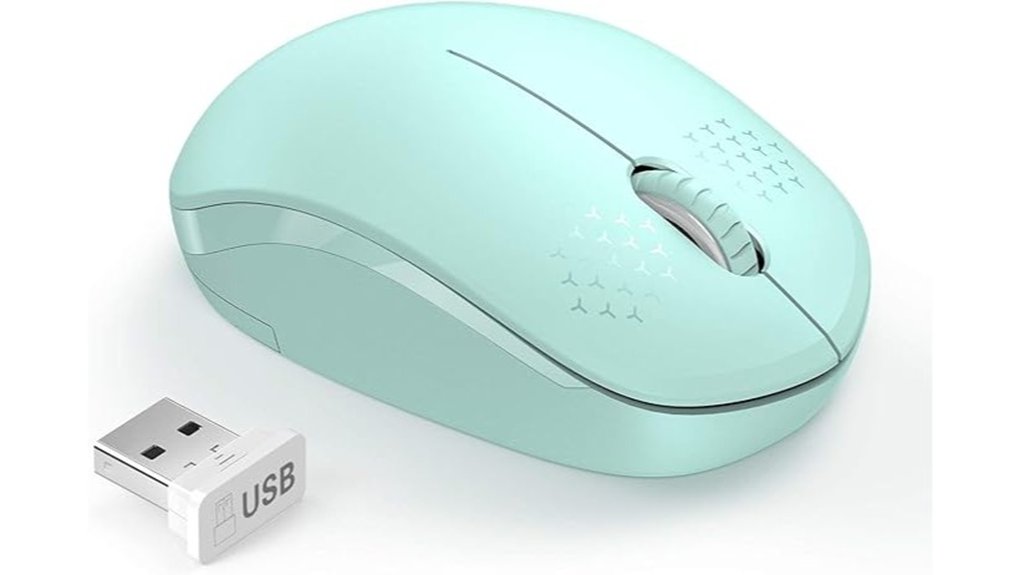 mint green noiseless wireless mouse
