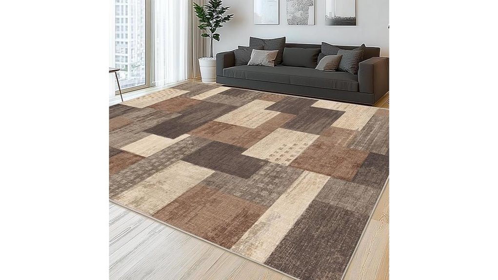 modern beige geometric area rug