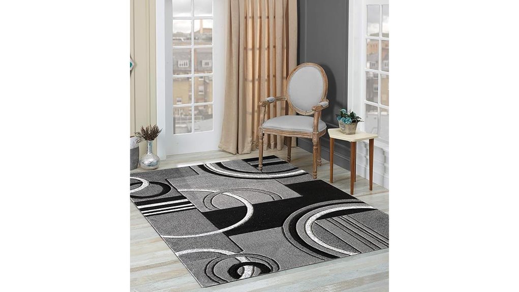 modern grey hand carved rug