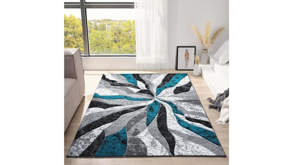 modern hand carved turquoise rug