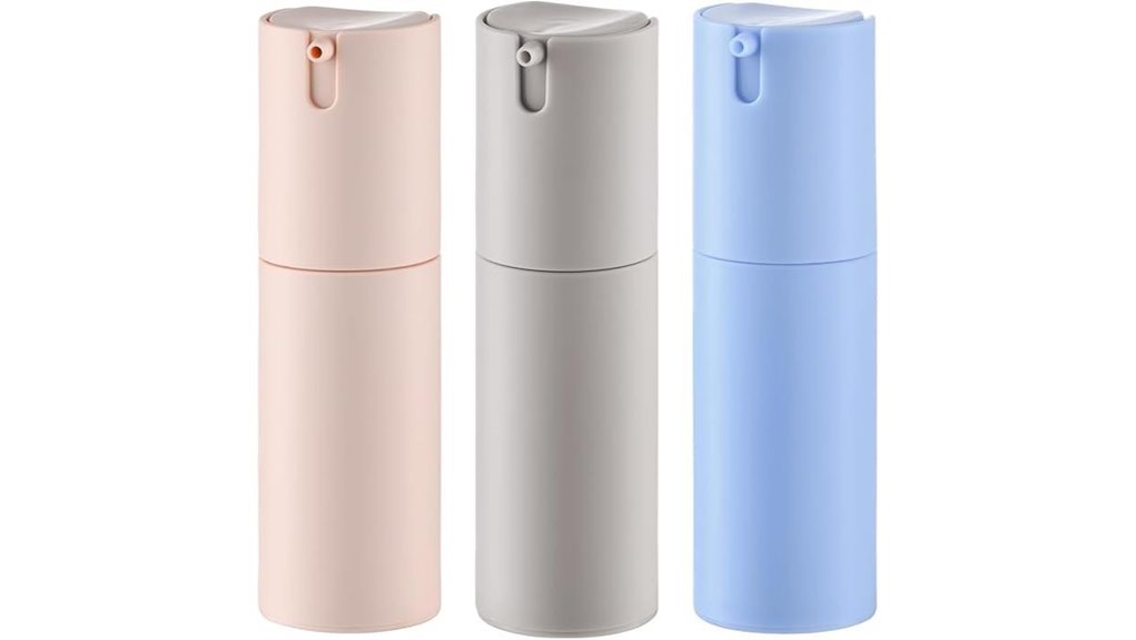 multicolor 3 pack airless lotion bottles