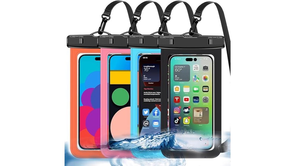 multicolor 4 pack waterproof phone pouches