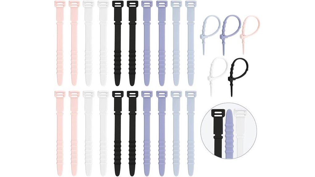 multicolor reusable silicone zip ties