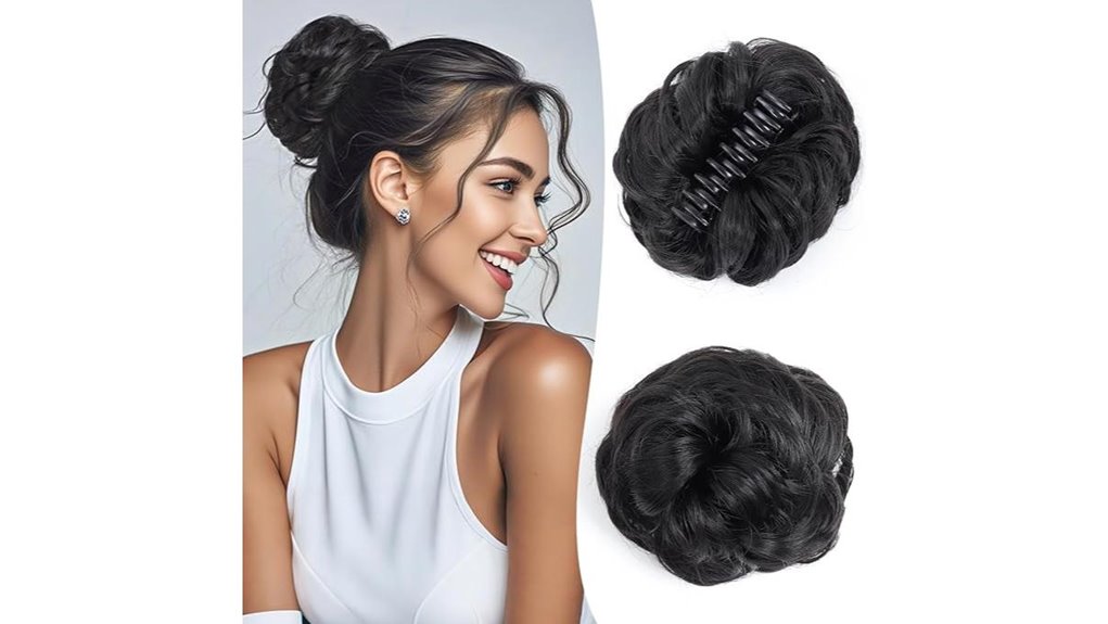 natural black wavy claw piece