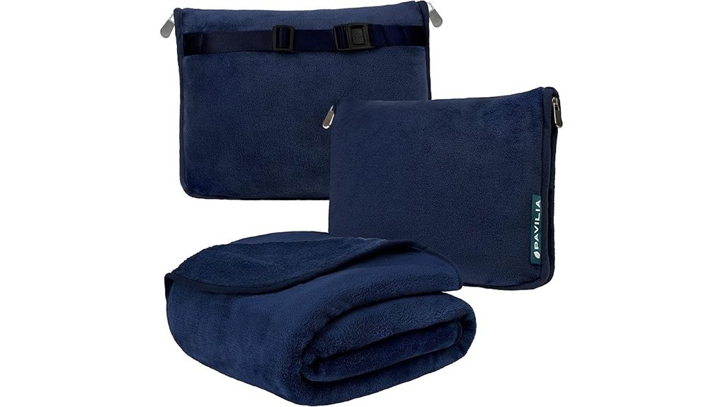 navy 2 in 1 travel blanket pillow