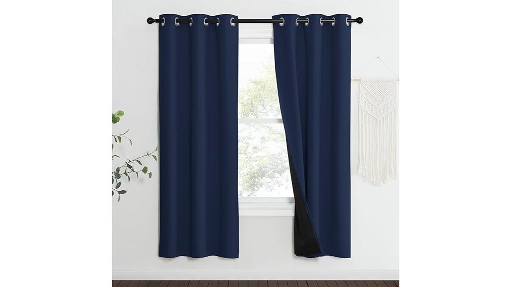 navy blue blackout thermal curtains