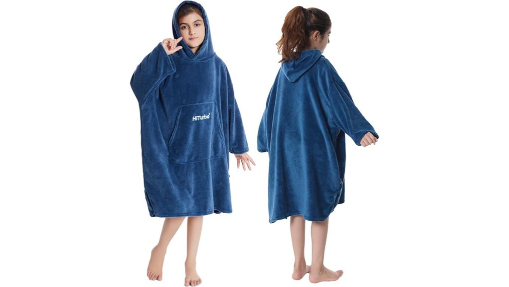 navy coral fleece kids robe