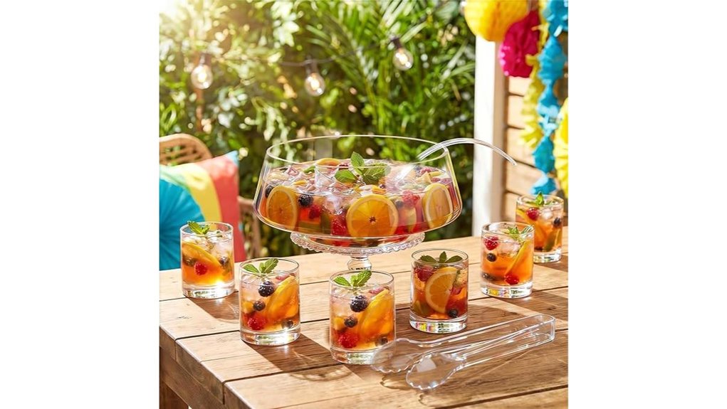 nine piece glass punch set