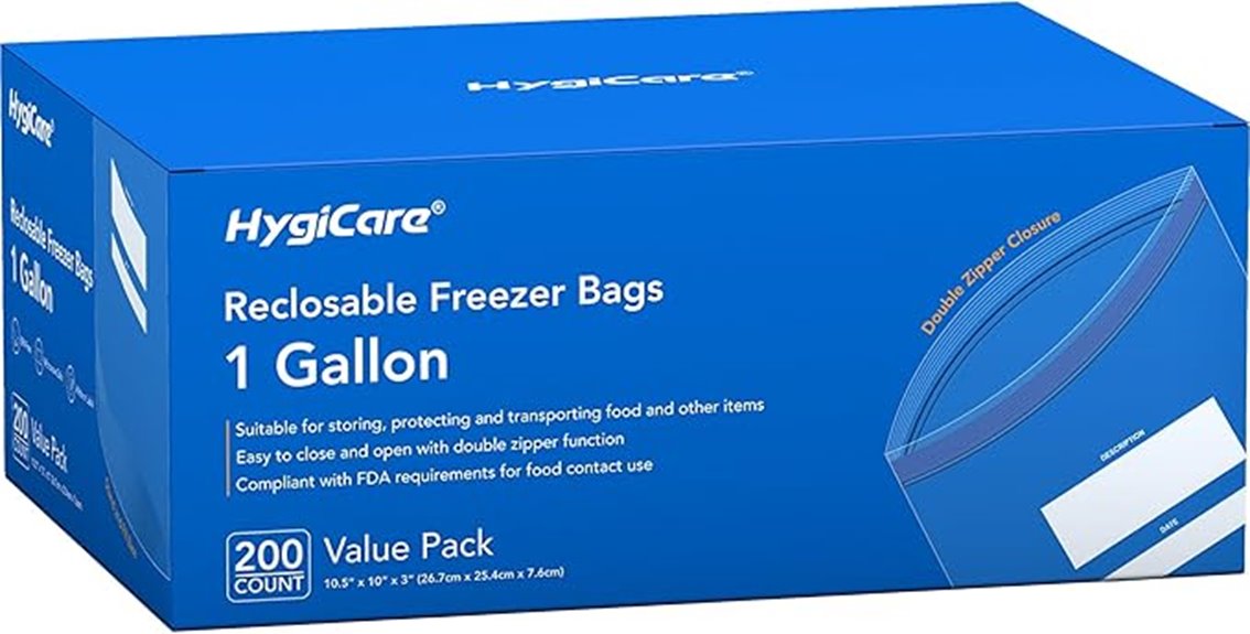 one gallon resealable freezer bags