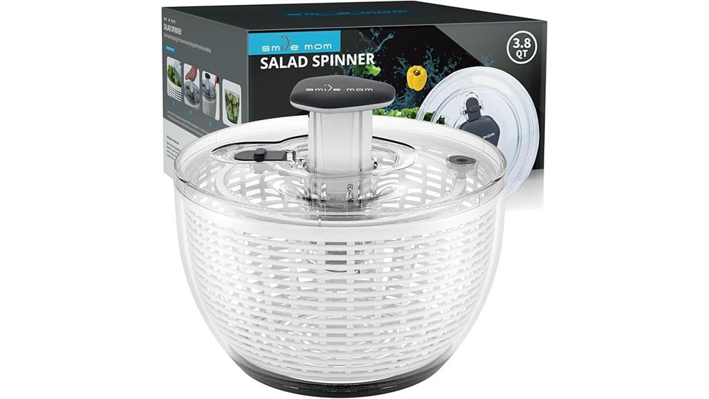 one handed 3 8qt salad spinner