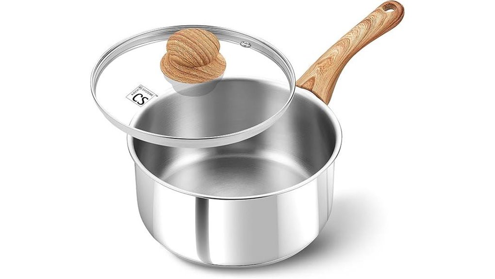 one quart stainless steel saucepan