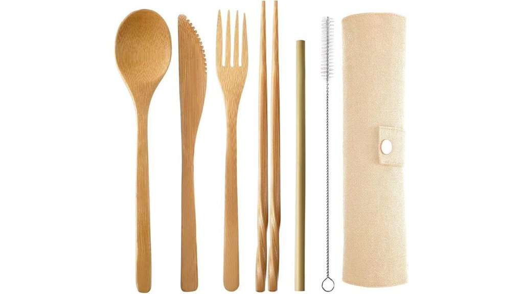onwon bamboo reusable travel cutlery