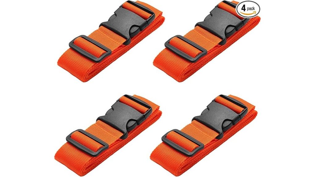 orange adjustable luggage straps with lock