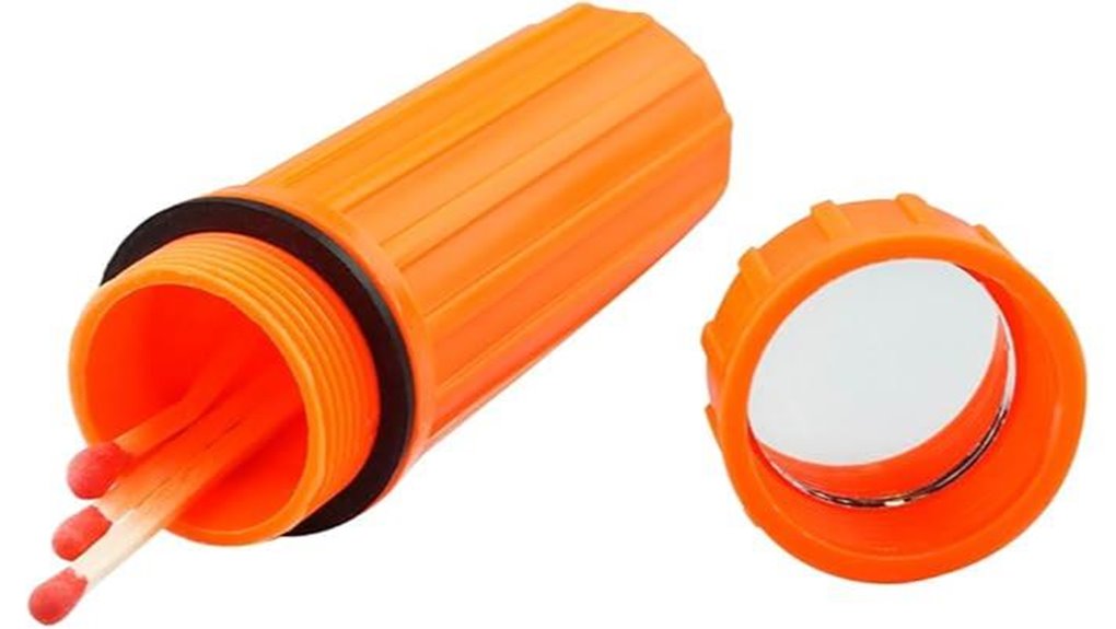 orange waterproof match storage box