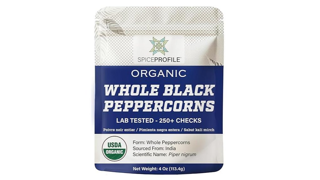 organic whole black peppercorns