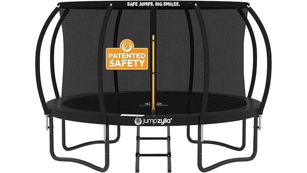 outdoor trampoline with enclosure ladder