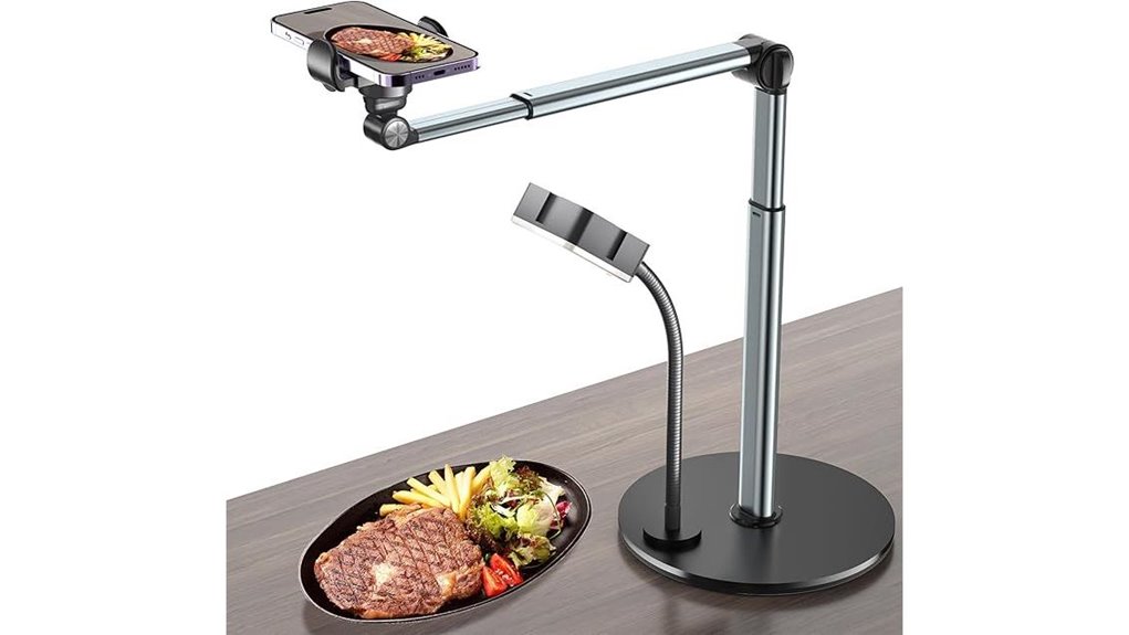 overhead phone mount with rechargeable light