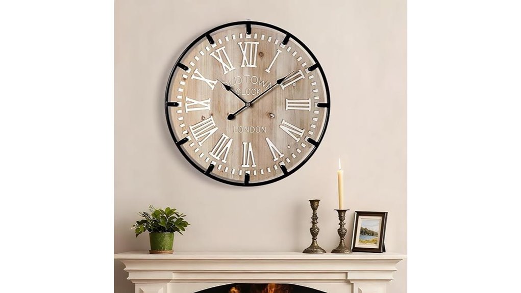 oversized 24 wood metal clock