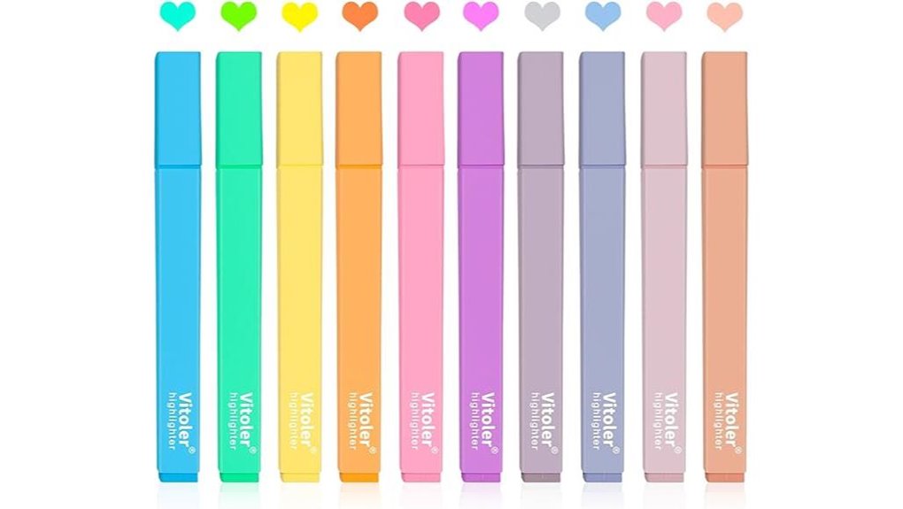 pastel chisel tip highlighters ten pack