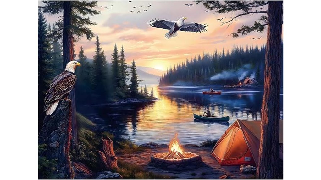peaceful lake sunset puzzle