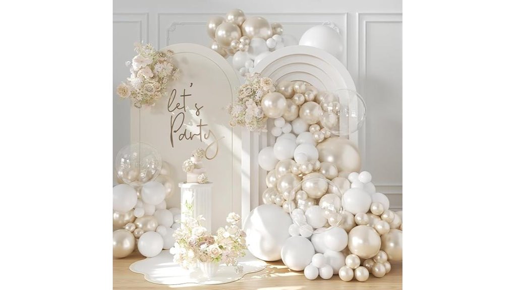 pearl white double stuffed balloon arch