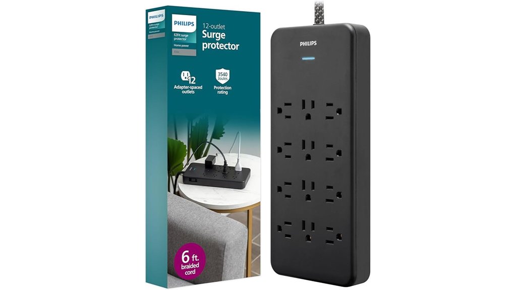 philips 12 outlet 6ft surge